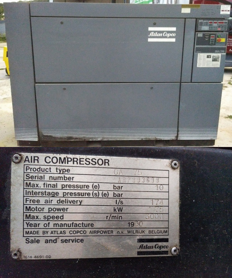 Skrutkový kompresor Atlas Copco GA 75
